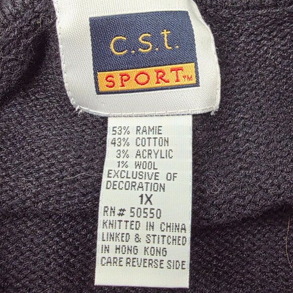 Vintage CST Sport Halloween Pumpkin Sweater 1X Jack-O-Lantern Design - Picture 4 of 7